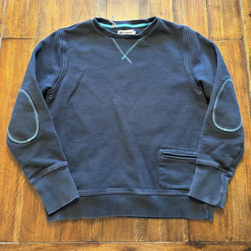 Tretorn Sweatshirt XL Blue Crewneck Pocket Elbow Patches - Picture 2 of 9